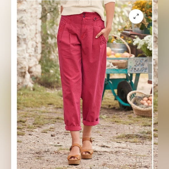 Sundance Claret Red Vie Re Reve Pants Fall Cottagecore Countryside Chic Cuffed - Picture 2 of 10